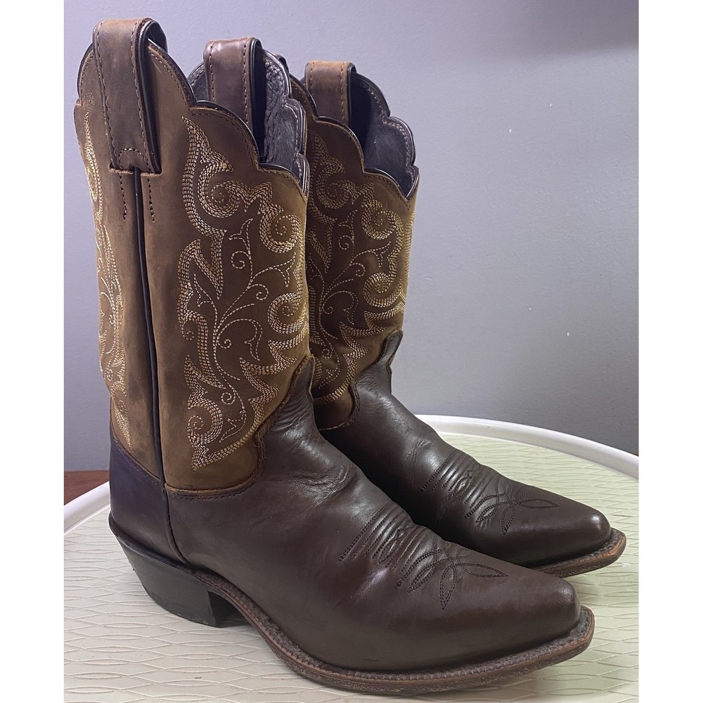 Justin‎ Women's Western Leather Cowboy Boots Brown Cowgirl Rodeo Riding 6.5B
